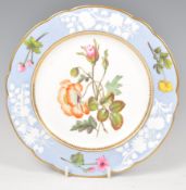 RARE SPODE 19TH CENTURY HAND PAINTED FLORAL CABINET PLATE