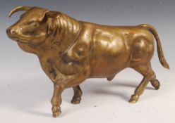 LARGE 20TH CENTURY BRASS CAST BRONZE STYLE MODEL BULL SCULPTURE