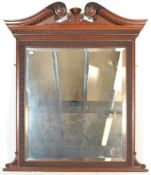 VICTORIAN 19TH CENTURY LARGE MAHOGANY OVERMANTEL MIRROR