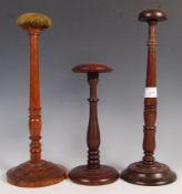 SET OF THREE 19TH CENTURY MAHOGANY WIG STANDS