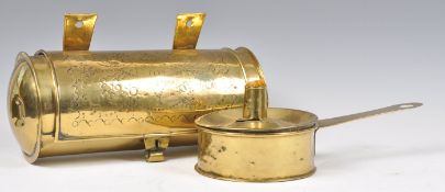 RARE 18TH CENTURY GEORGIAN BRASS CANDLEBOX AND TINDERBOX