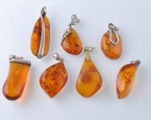 SEVEN AMBER & AMBER STYLE NECKLACE PENDANTS