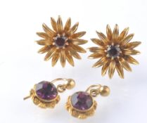 TWO PAIRS OF HALLMARKED 9CT GOLD EARRINGS