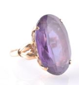 14CT GOLD & SYNTHETIC COLOUR CHANGE SAPPHIRE DRESS RING