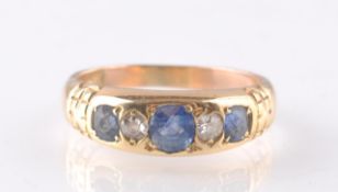 VICTORIAN 9CT GOLD SAPPHIRE AND DIAMOND RING