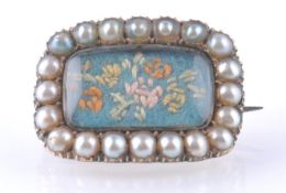 GEORGIAN GOLD SEED PEARL AND WINDOW LOCKET BROOCH