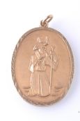 A HALLMARKED 9CT GOLD ST CHRISTOPHER PENDANT