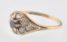 HALLMARKED 9CT GOLD SAPPHIRE AND WHITE STONE RING EYE SETTING