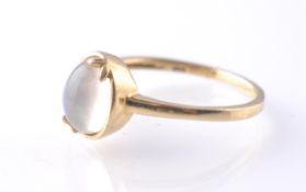 GILDED SILVER AND ETHIOPIAN OPAL SINGLE STONE CABOCHON RING