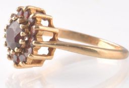 HALLMARKED 9CT GOLD GARNET CLUSTER RING HALLMARKED BIRMINGHAM