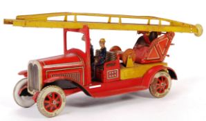 RARE TIPP & COMPANY / TIPPCO EARLY TINPLATE CLOCKWORK FIRE ENGINE