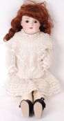 ANTIQUE BELIEVED ARMAND MARSEILLE BISQUE HEADED LEATHER DOLL