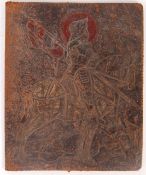 20TH CENTURY TOOLED LEATHER ST GEORGE PICTORIAL WRITING FOLIO