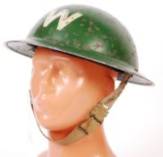 RARE WWII SECOND WORLD WAR AIR RAID WARDEN'S HELMET GREEN