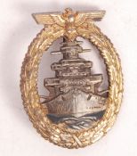 WWII SECOND WORLD WAR GERMAN NAZI HIGH SEAS FLEET AWARD BADGE