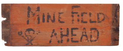 RARE WWII D-DAY MINE FIELD BRITISH ARMY MAKESHIFT WARNING SIGN