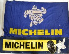 TWO ORIGINAL VINTAGE 1950'S MICHELIN TIRE BIBENDUM FLAGS