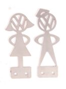 VW VOLKSWAGEN STEEL BUMPER BADGES / MASCOTS BOY &