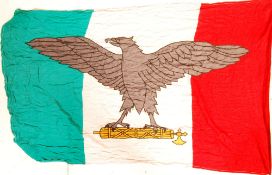 WWII ITALIAN MUSSOLINI UNIT LARGE LINEN 1944 FLAG