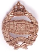 RARE WWII ROYAL TANK REGIMENT ECONOMY CAP BADGE