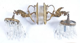 EDWARDIAN GILT BRONZE GRIFFIN BRACKETS AND LUSTRE