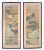 PAIR OF 19TH / 20TH CENTURY JAPANESE WATERCOLOUR P