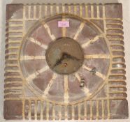 A mid 20th Century garden wall clock of square for