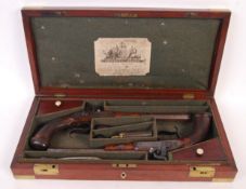 SUPERB PAIR OF 19TH CENTURY DUELLING PISTOLS BY CH