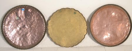 Two large vintage 20th Century cooper chargers of