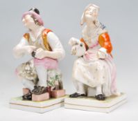 Staffordshire - Large and rare pair of pearlware f
