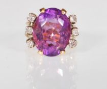 An 18ct gold ladies dress ring set with a larve ov