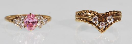 TWO HALLMARKED 9CT GOLD GEM SET DRESS RINGS