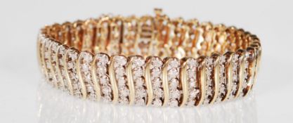 9CT GOLD AND DIAMOND BRACELET APPROX 2CTS DIAMONDS