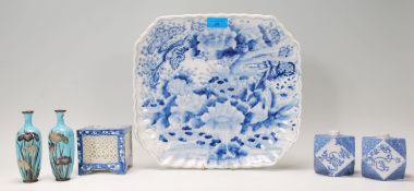A collection of Japanese blue and white ceramics d