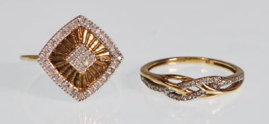 TWO 9CT GOLD AND DIAMOND RINGS