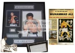Muhammad Ali signed & framed boxing display, 71 by 68cm.