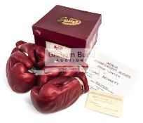 The boxing gloves worn by John Conteh and Lonnie Bennett during their Light Heavyweight