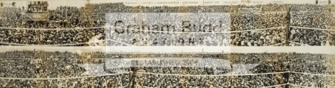 A superb and large panoramic photograph of the crowd scene before the Jack Johnson v Jim Jeffries