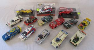 Box of playworn Scaletrix cars together with 3 boxed Scaletrix cars