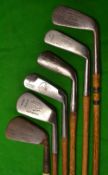 6x interesting irons - A Fraser Suxes Rustless deep mashie, Tom Stewart Round back Sammy, Sid Dennis