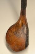 Forth Rubber Co Edinburgh late golden beech wood bulger driver - with full leather face insert, with