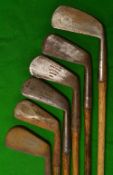 6x various irons - R Pagar deep face mashie, Jas Thomson St Andrews no.4 iron, Alex Patrick curved