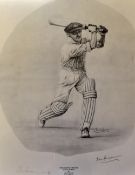 Don Bradman Signed Print 'Cricket Heroes' a limited edition print signed by Bradman and the artist