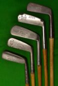 5x various blade putters - James Gourlay Maxwell flanged blade putter; Spalding Hammer Brand putting