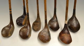 8x various woods - Forgan St Andrews Baffie with central fibre insert, 2x D & W Auchterlonie St