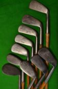 10x assorted iron - Forgan Gold Medal no. 7 iron mashie niblick; Cardinal niblick for Geo Charman