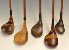 5x various good sized woods - 3x drivers by Jas Thomson with a striped topped; A Compston and