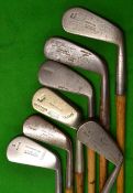 7x assorted golf clubs - W Wallace large mashie; Forgan Crown model round back no. 4 iron;