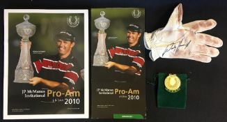 Padraig Harrington (3x Major golf Champion) signed worn leather golf glove together with J.P McManus