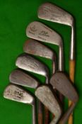 8x assorted irons - Fairway no.5 iron, A Fyle St Andrews Mashie, J Bamford mashie, Winton mashie